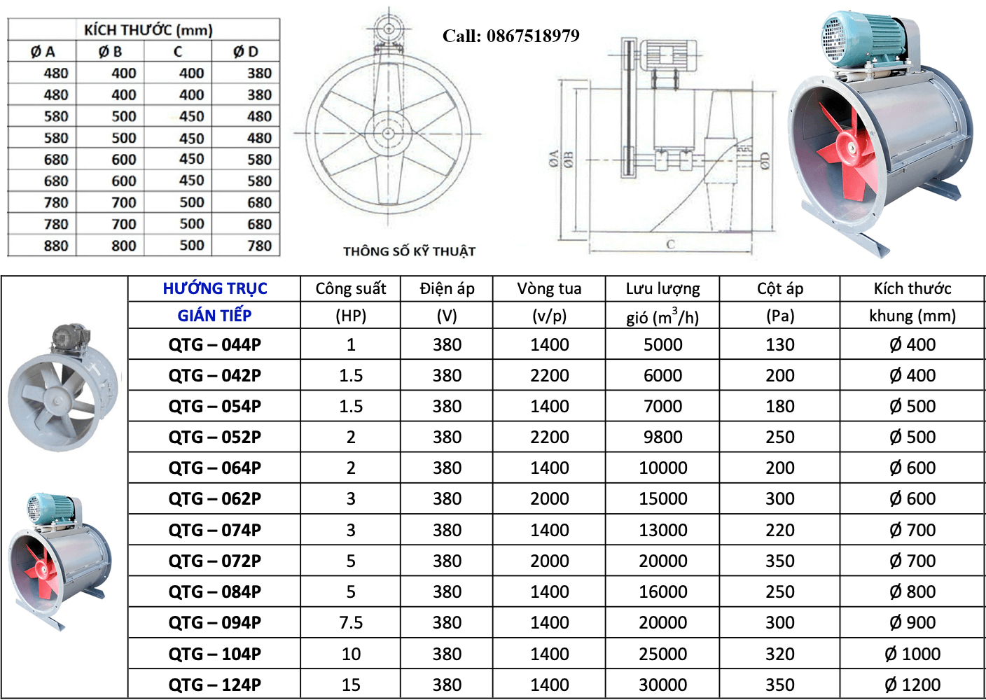 bản vẽ quạt hướng trục gián tiếp