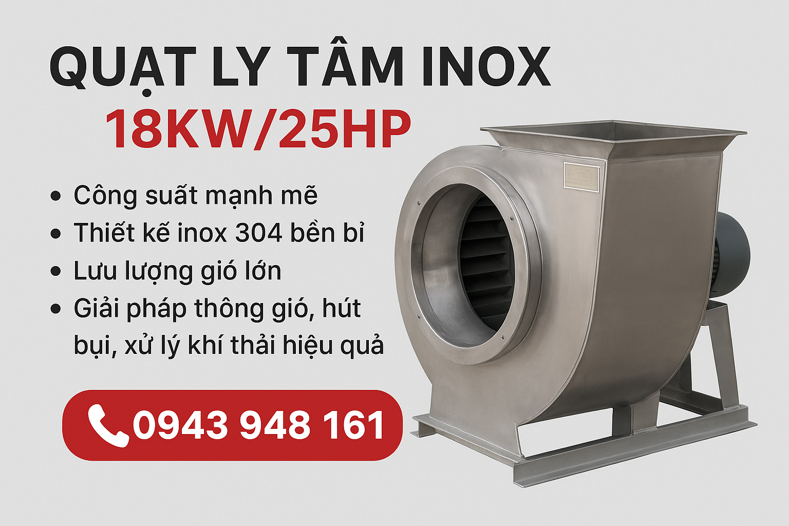 quạt ly tâm inox 304 18KW/25HP