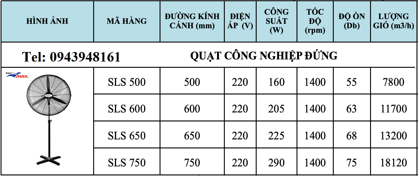 quạt đứng sls